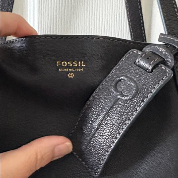 Fossil EUC Gwen Large Black Leather Tote Bag - Picture 2 of 9